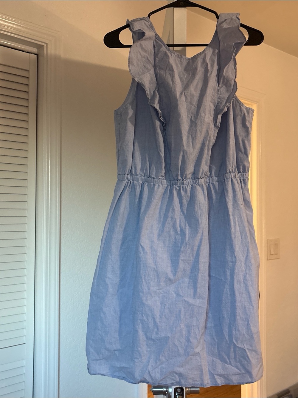 J. Crew Light Blue Ruffle Sleeve Mini Dress